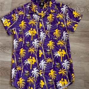 Minnesota Vikings NFL All Over Print Hawaiian Palm Trees Button Down